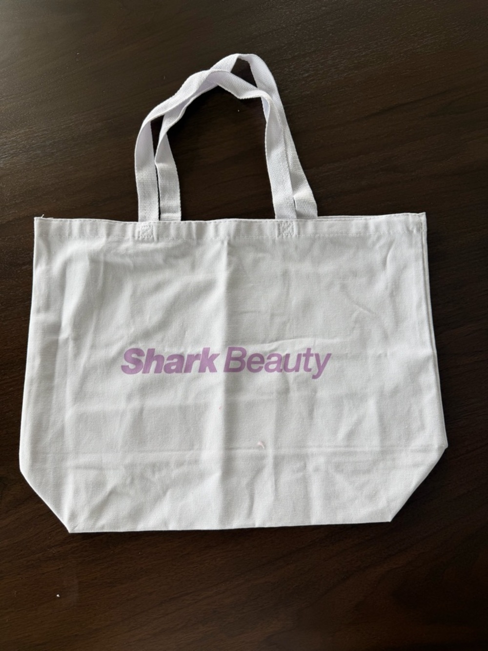 Shark Beauty White Canvas Tote Bag with Pink Logo